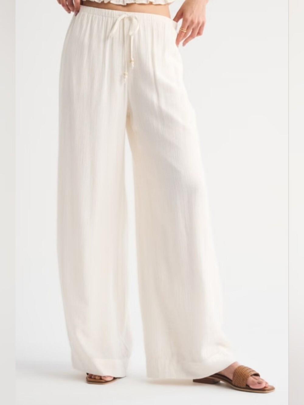 Abercrombie & Fitch Satin Pull Pants - Cream